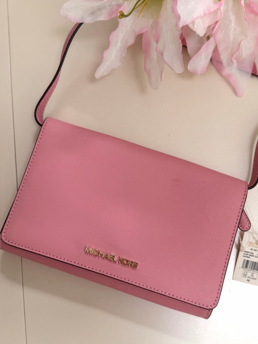 Michael Kors Pink Saffiano Leather Crossbody Bag